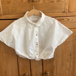 Zara girls cotton elastic waist summer crop linen